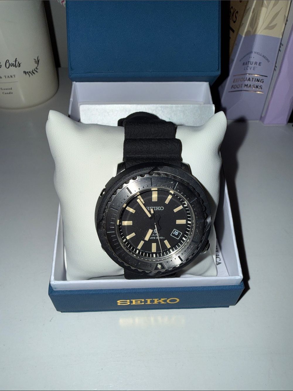 Seiko Black and Cream Sport Diver Watch